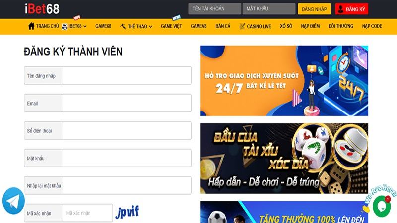 IBET68 21 Thao tác đăng ký tại IBet68